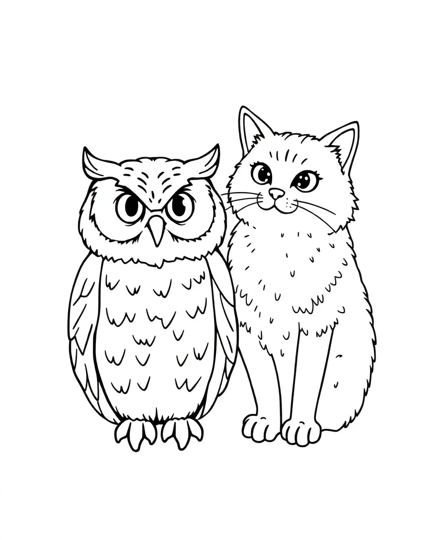 Wise Owl and Curious Cat