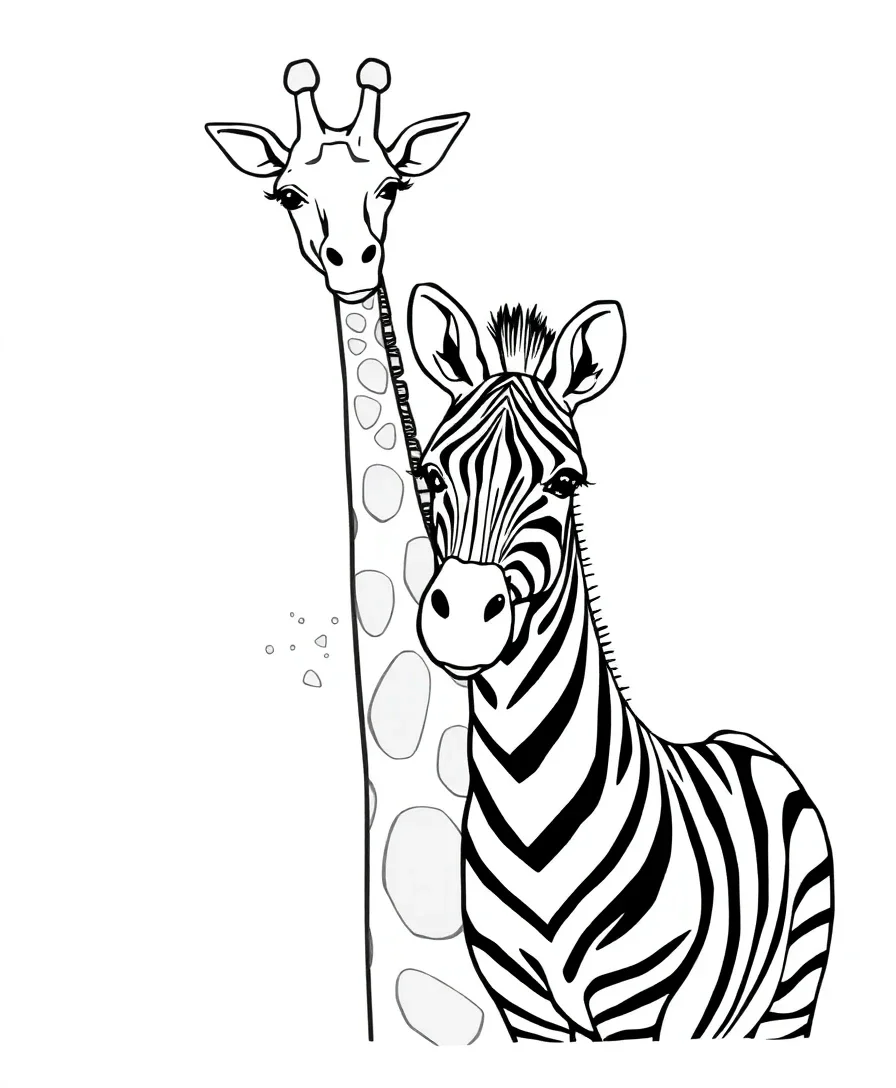 Gentle Giraffe and Zebra