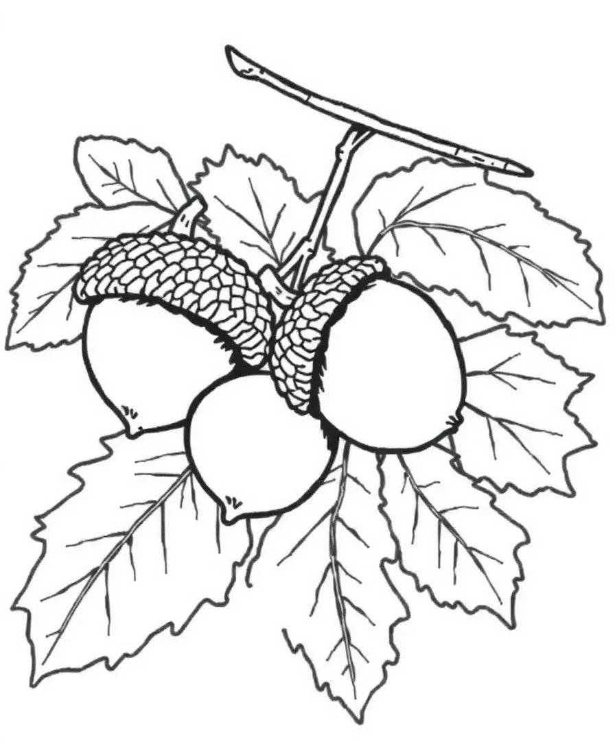 Elegant Acorn and Oak Leaves