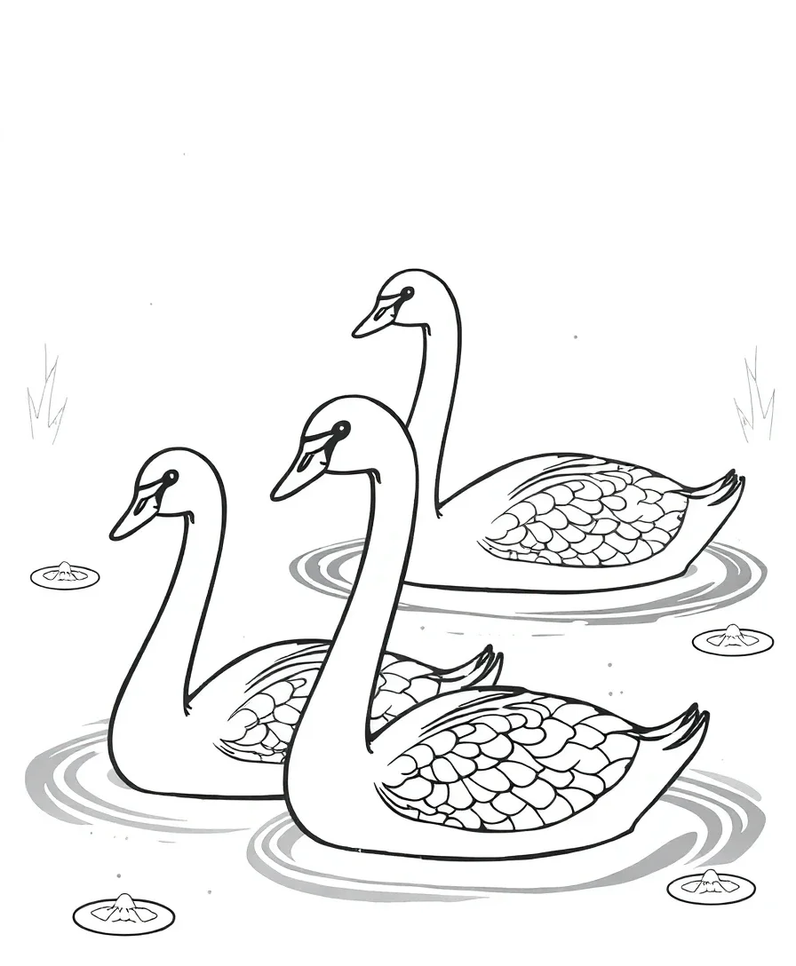 Graceful Swans on a Lake
