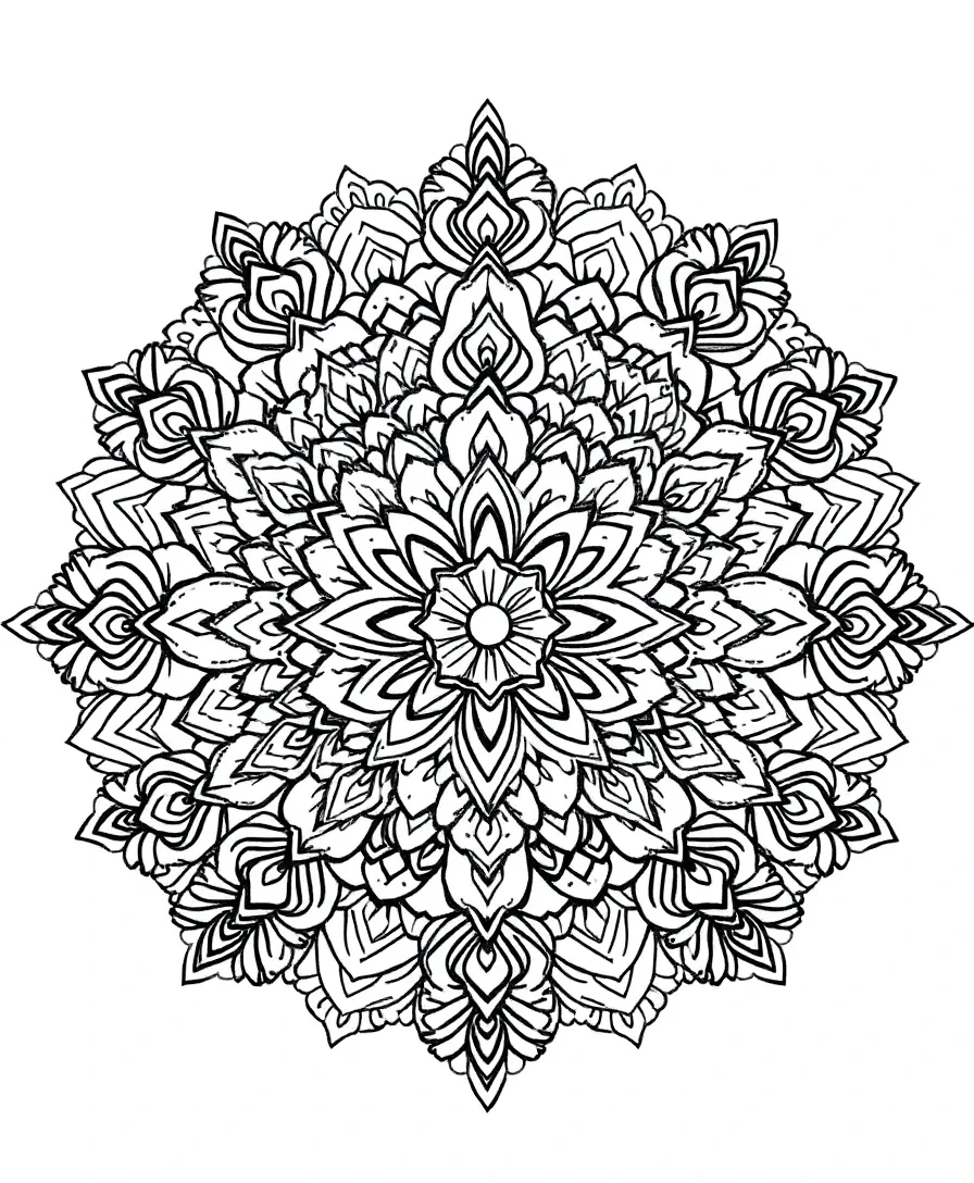 Black and white zentangle design with intricate patterns