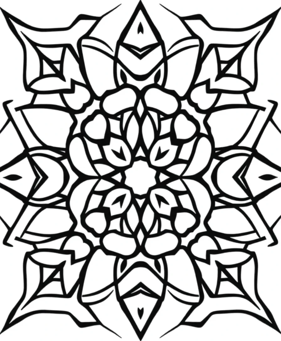 Black and white geometric design with interlocking shapes