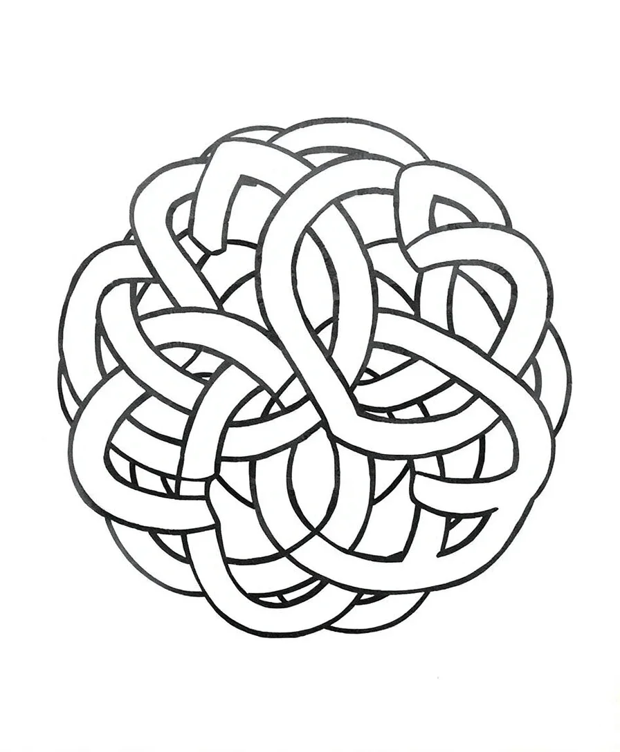 Black and white cultural design featuring a Celtic knot