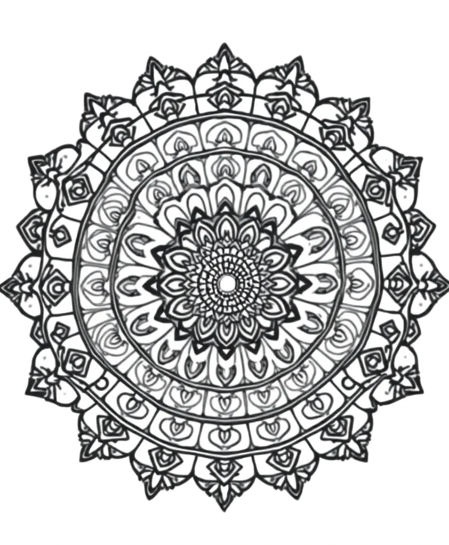 Intricate mandala design with symmetrical patterns and concentric circles