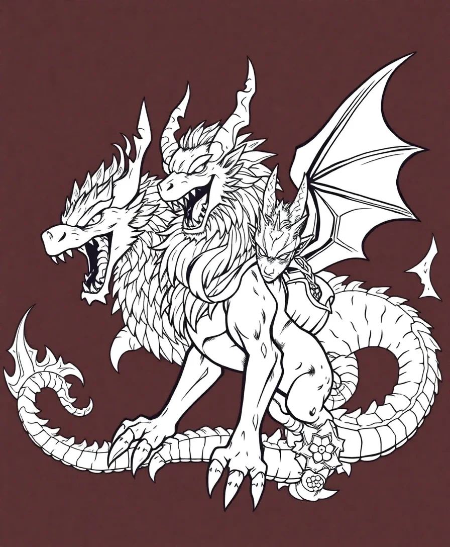 Fantasy creature designs with bold outlines