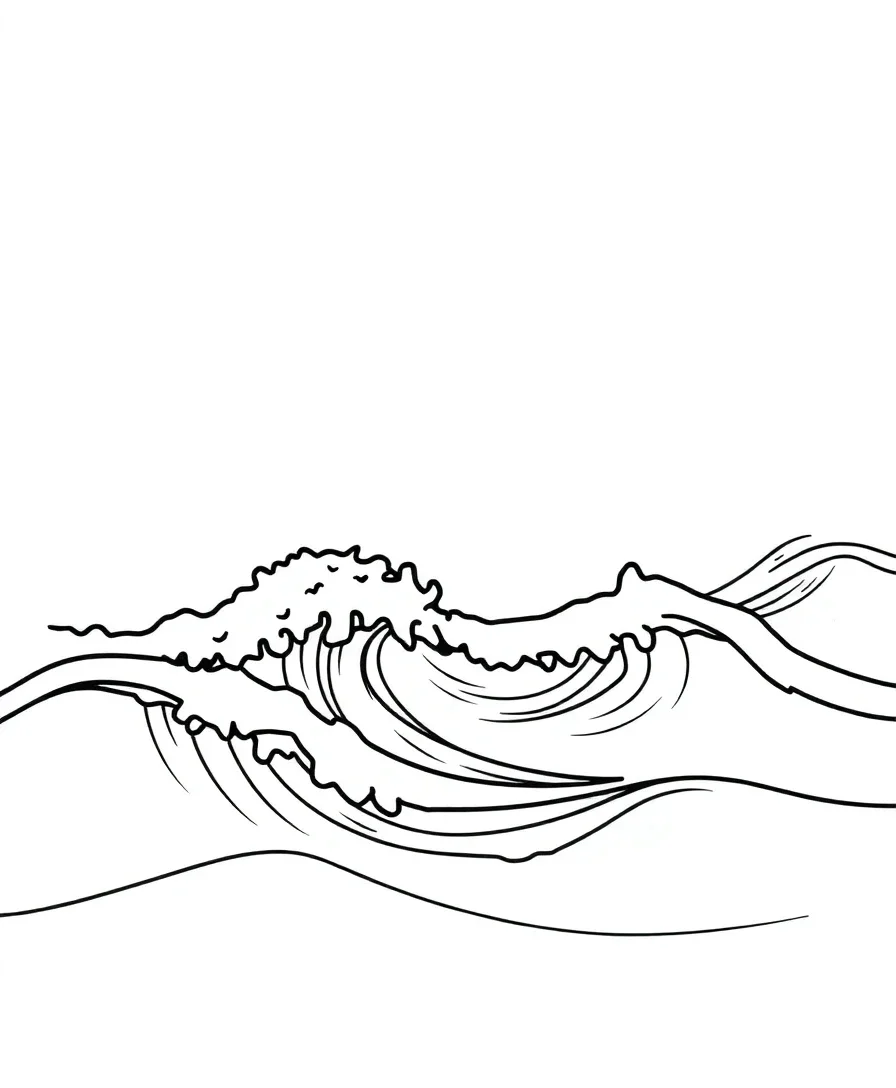 Majestic ocean wave designs with bold outlines