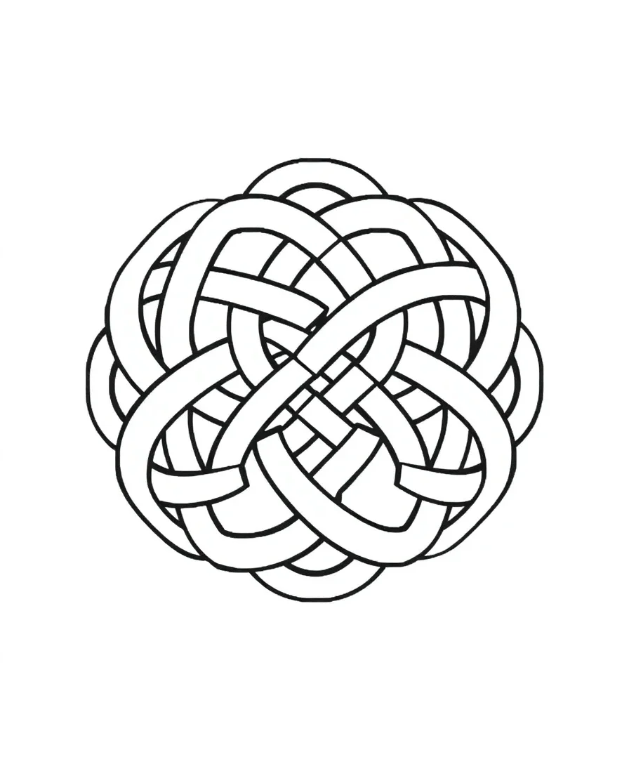Intricate Celtic knot design with interwoven lines
