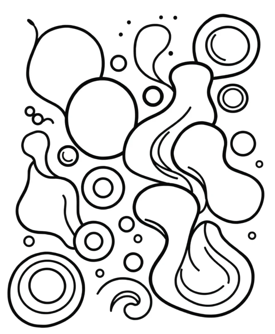 Abstract line art with flowing shapes and striking patterns