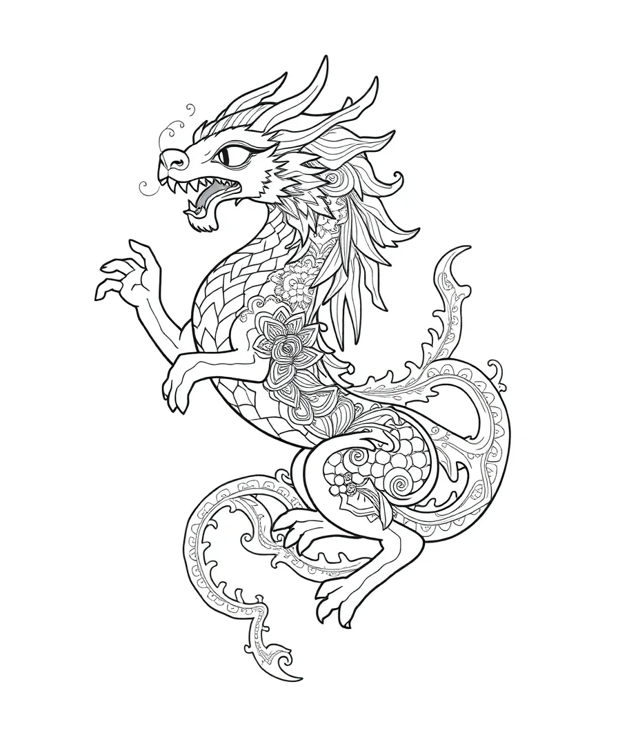 Line art of a mystical creature from 90s cartoons