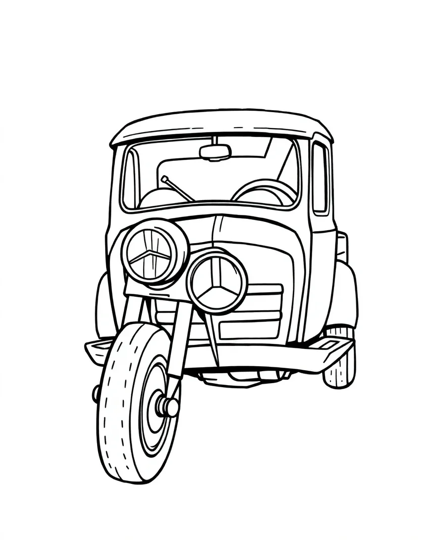 Line art of a classic cartoon vehicle from 90s cartoons