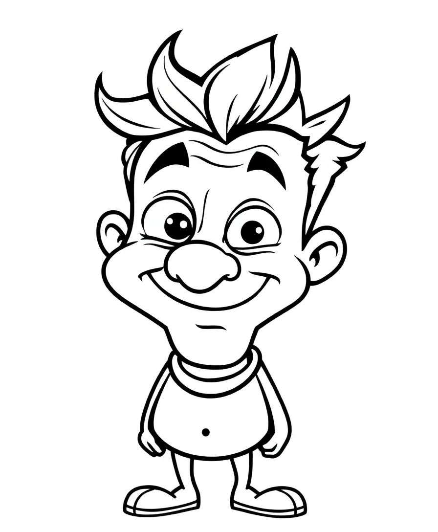 Line art of a comedic character from 90s cartoons