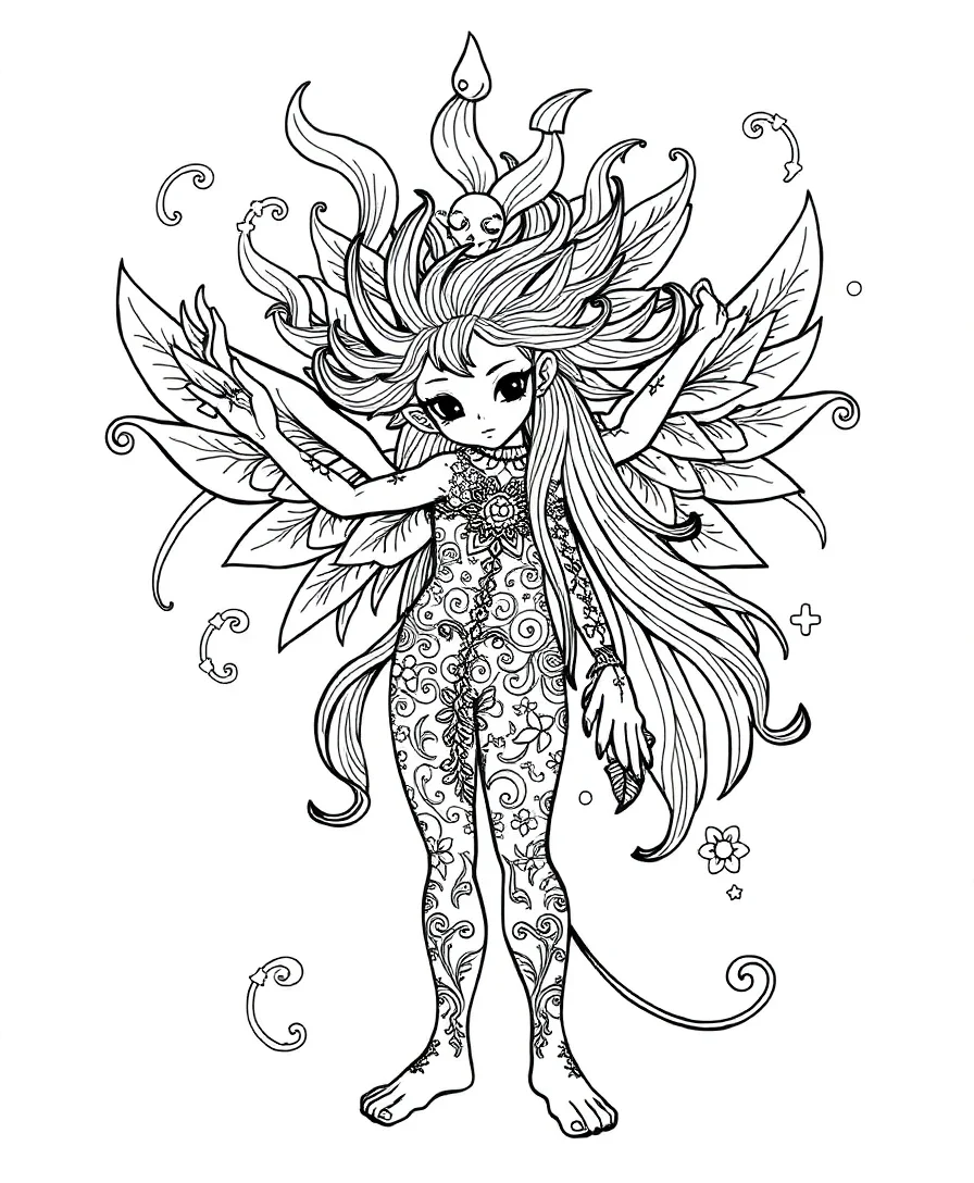 Line art of a magical transformation from 90s cartoons