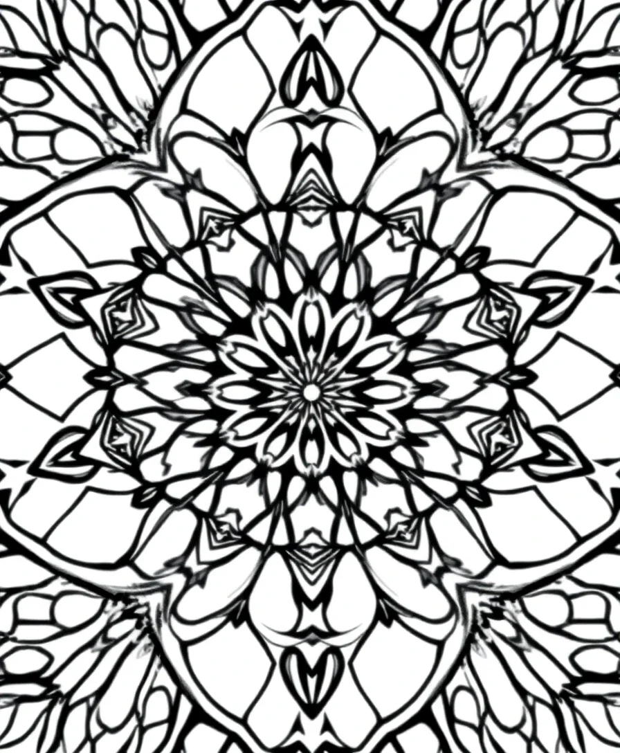 Intricate kaleidoscope pattern with symmetrical geometric designs