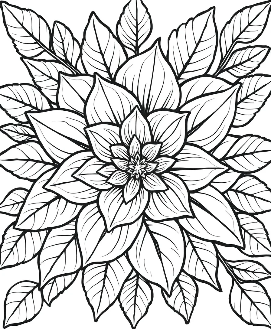 Elegant floral design with intricate petals and bold outlines