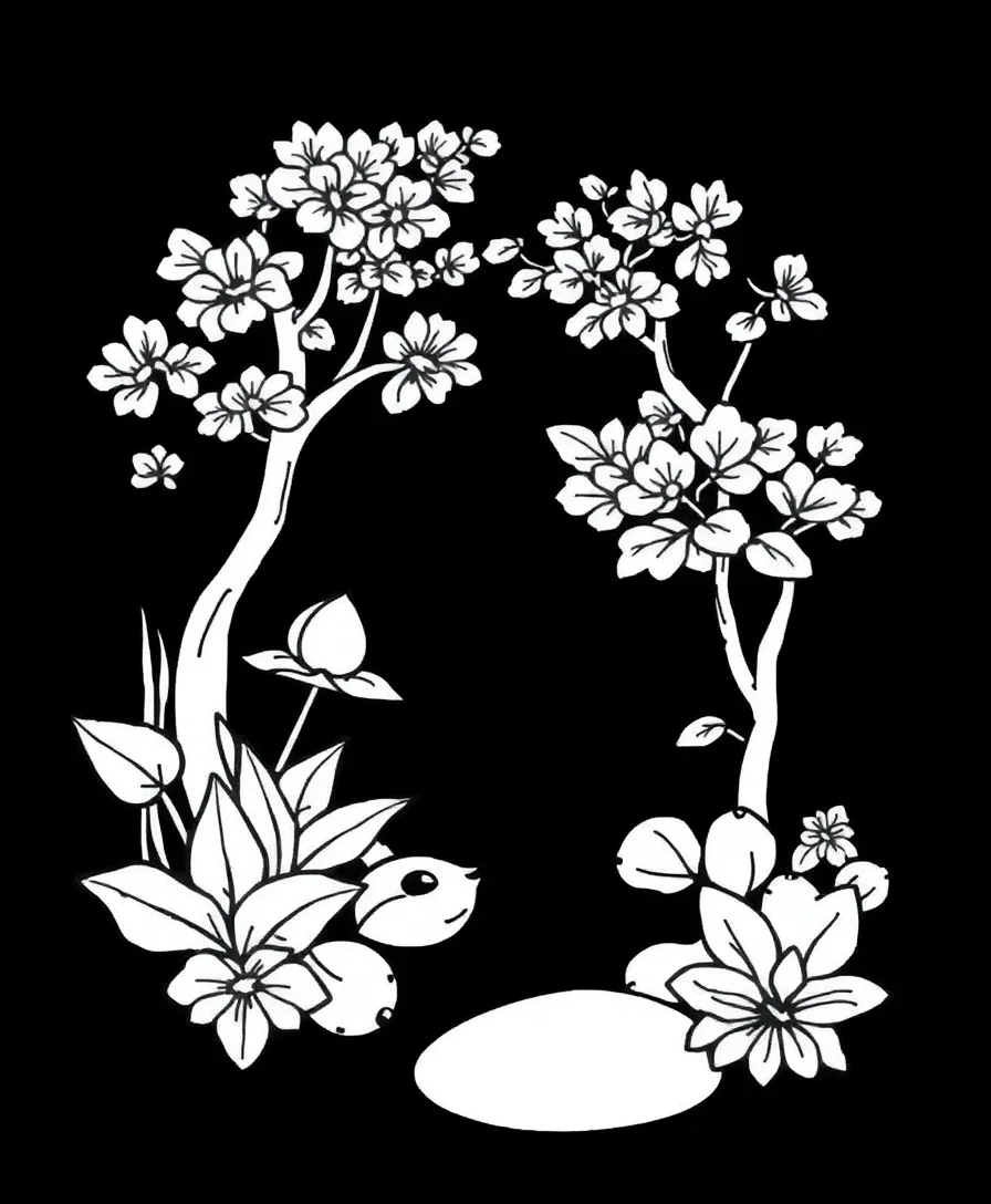 Tranquil zen garden pattern with simple, harmonious shapes