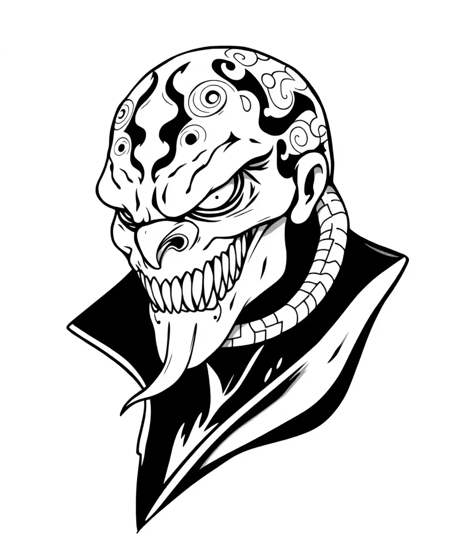 Orochimaru with a menacing expression and bold line work