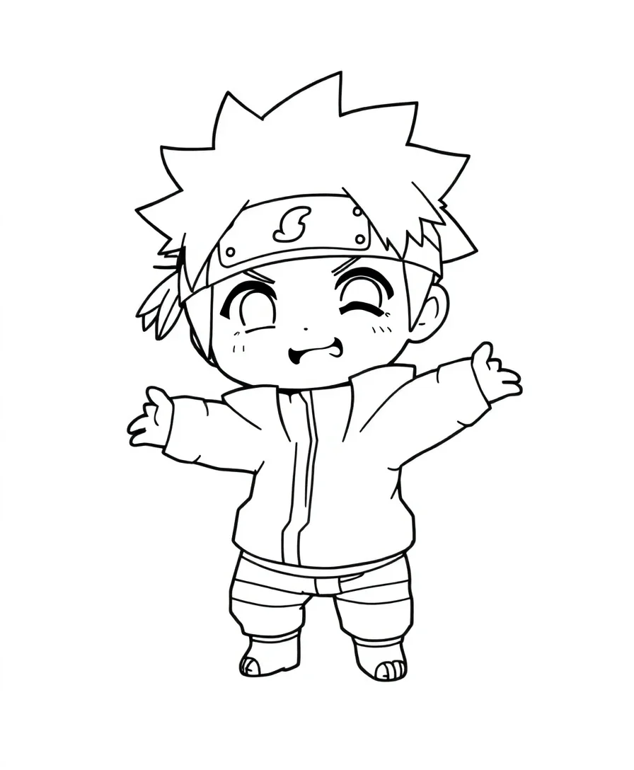 Chibi Naruto with playful and whimsical line work
