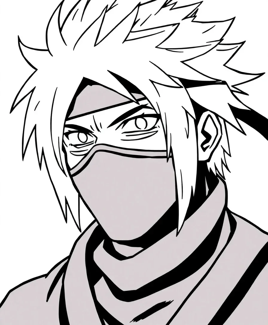Kakashi Hatake with a mysterious expression and elegant lines