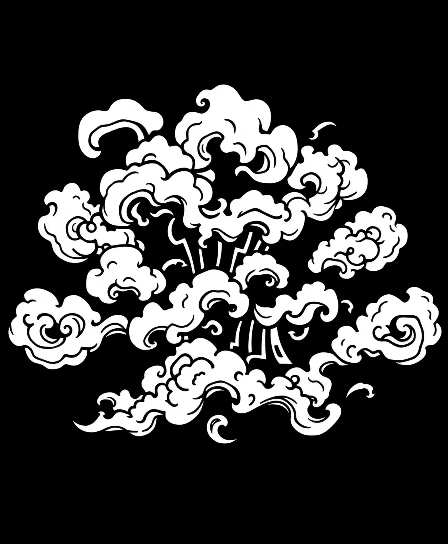 Akatsuki clouds in a pattern, ideal for elegant line art