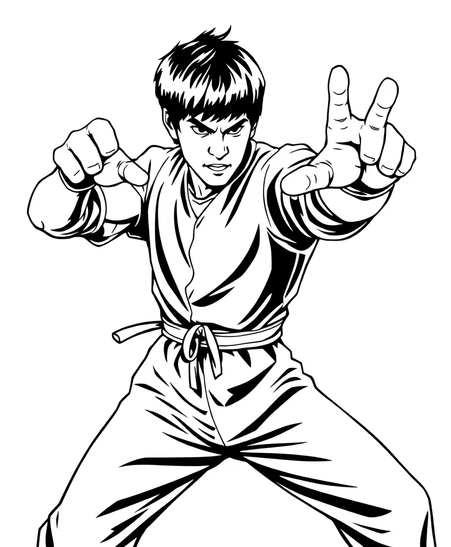 Rock Lee in action, showcasing bold and dynamic outlines