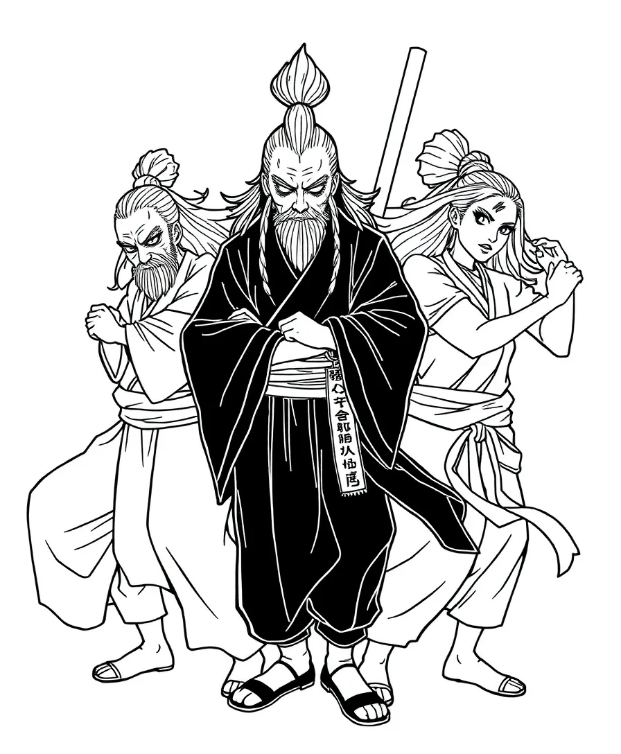 Legendary Sannin trio with intricate and bold line work