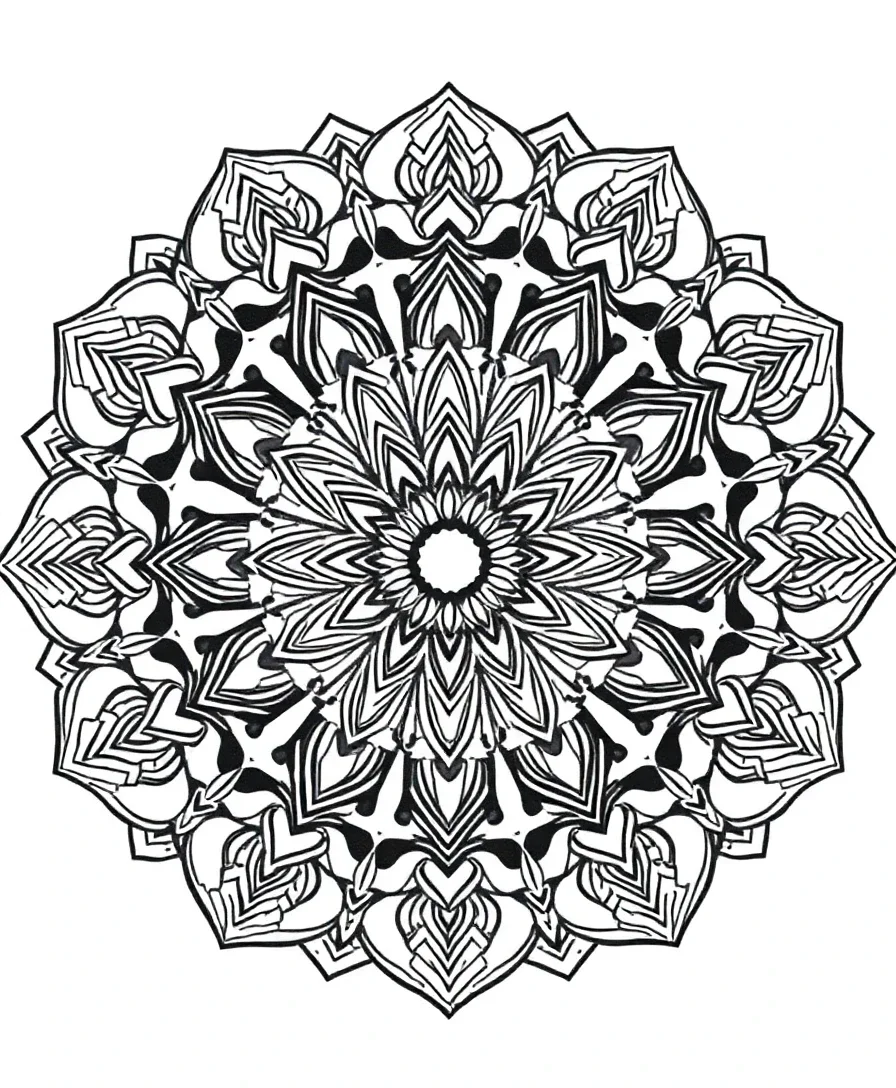 Line art of an intricate mandala with geometry