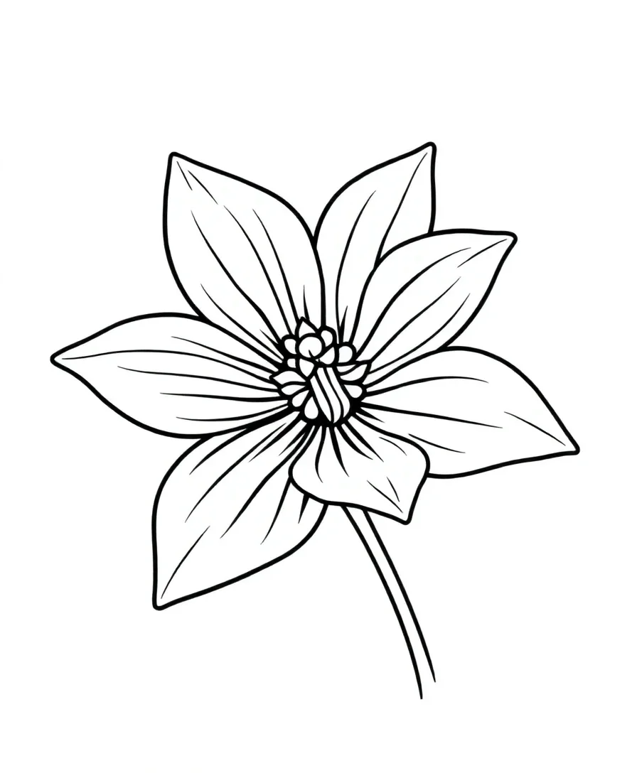 Line art of a flower with bold outlines