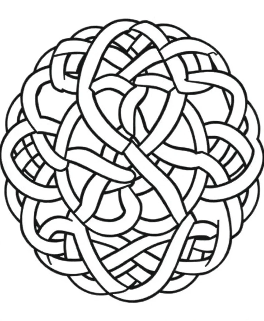 Line art of intricate Celtic knot patterns