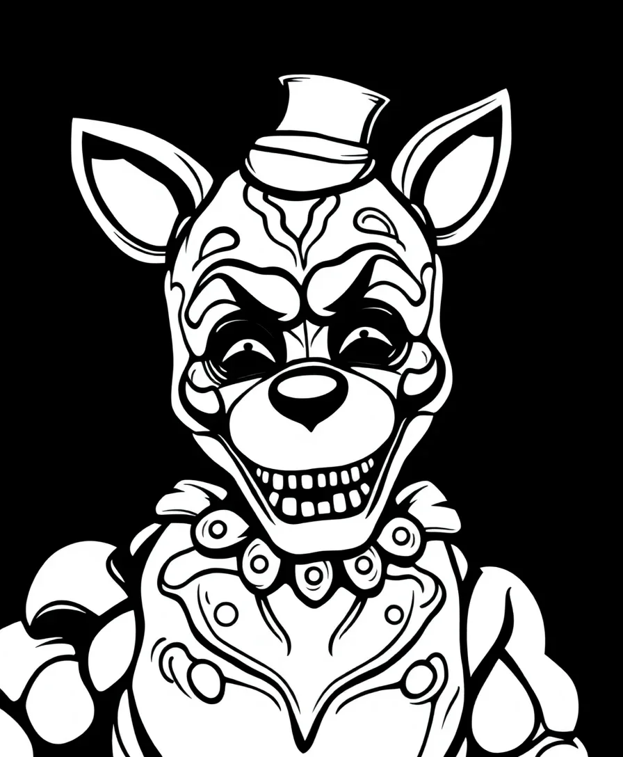 Line art of Nightmare Freddy with bold image
