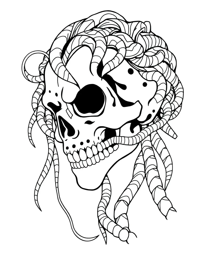 Line art of Ennard with intricate details