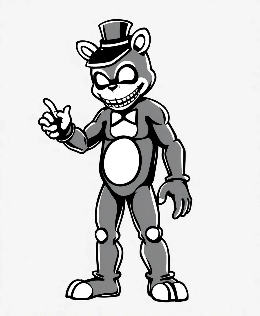 Line art of Shadow Freddy with mysterious silhouette