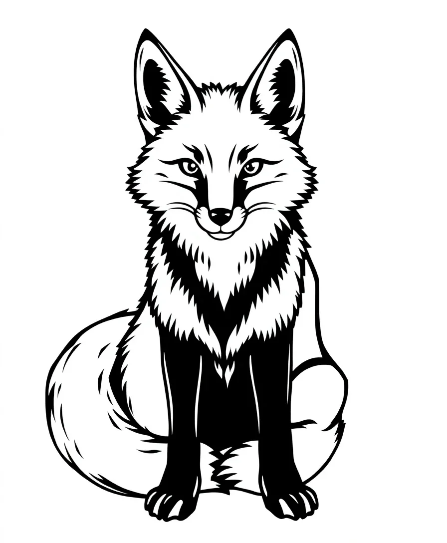 Line art of Foxy with a striking silhouette