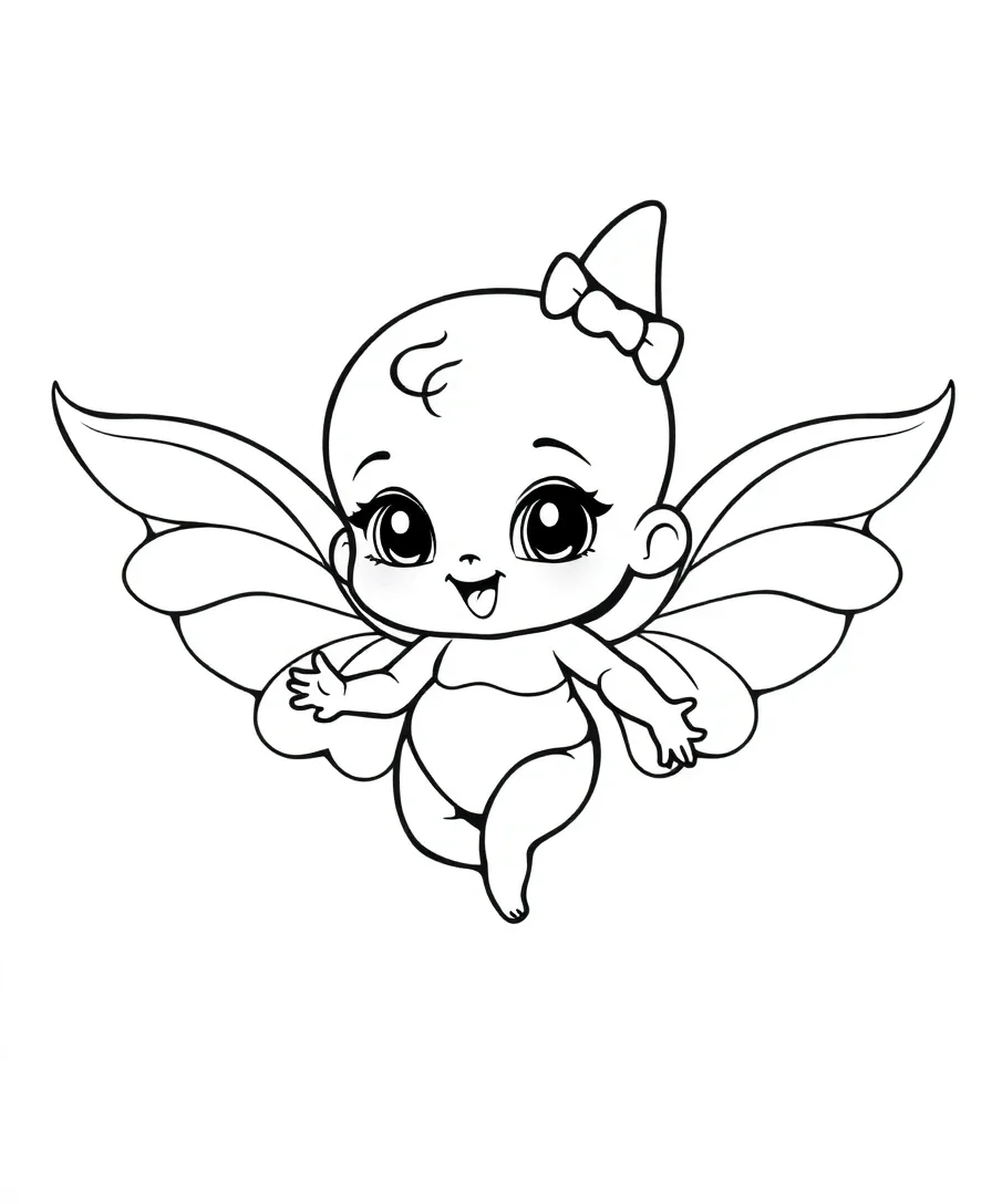 Line art of Circus Baby with curved lines