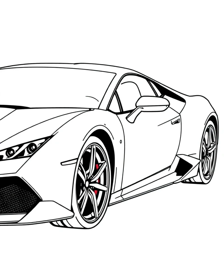 A luxury sports car with sleek lines and intricate details, ideal for coloring