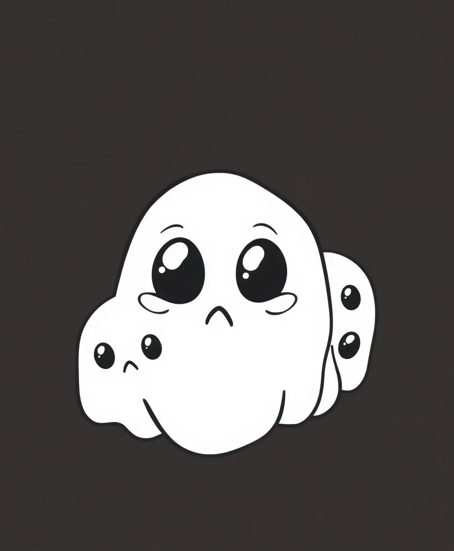 Friendly ghost faces with expressive features, suitable for personalizing