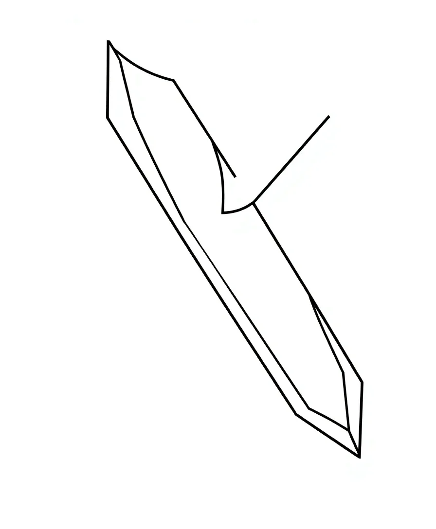 Angular letter K with bold outlines and sharp angles