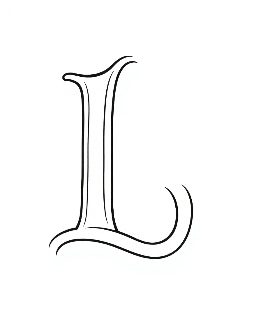 Linear letter L with bold outlines and clean lines