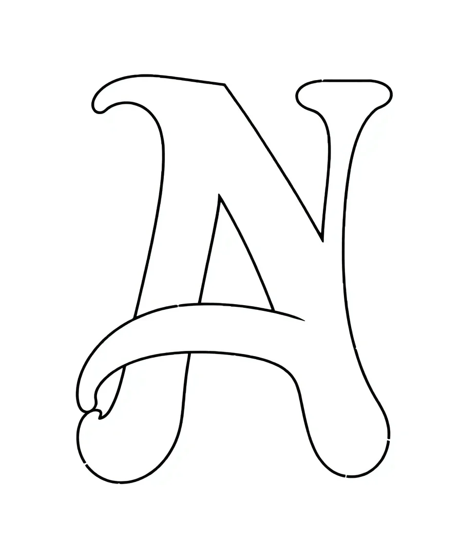 Straightforward letter N with bold outlines and clean lines