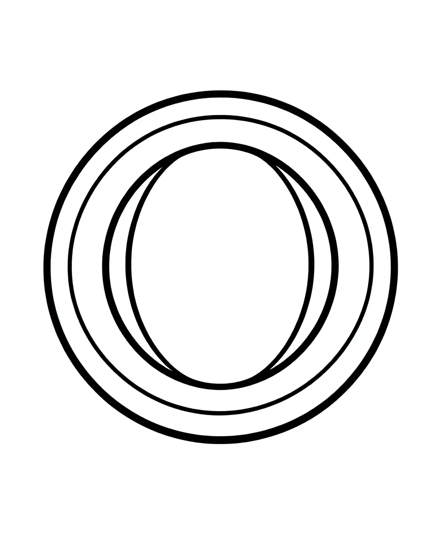 Circular letter O with bold outlines and elegant curves