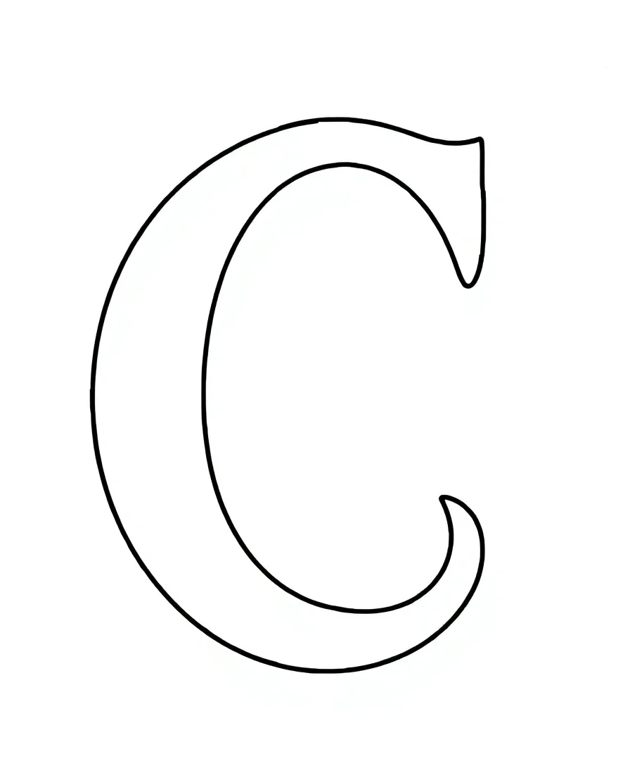 Smooth and elegant letter C with bold outlines