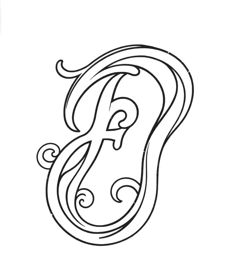 Flowing letter F with elegant curves and bold lines