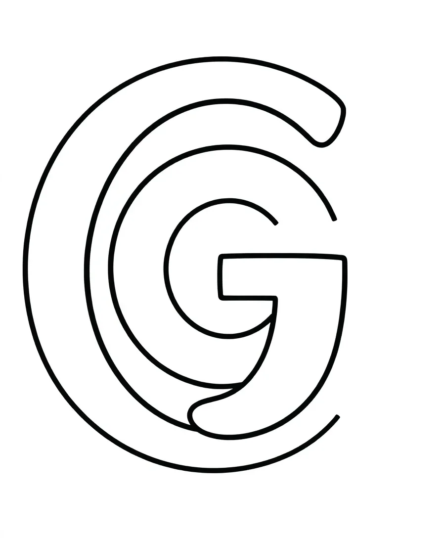 Circular letter G with graceful curves and bold lines