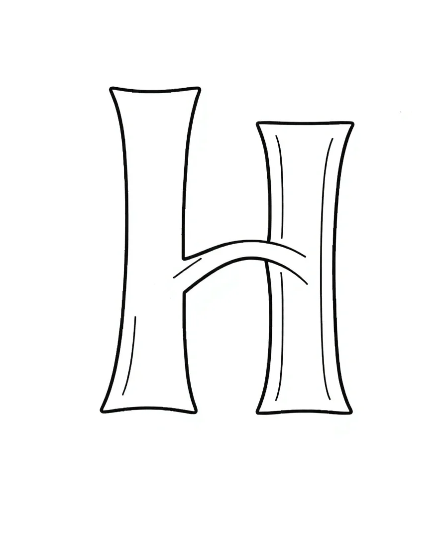 Balanced letter H with clean lines and bold outlines