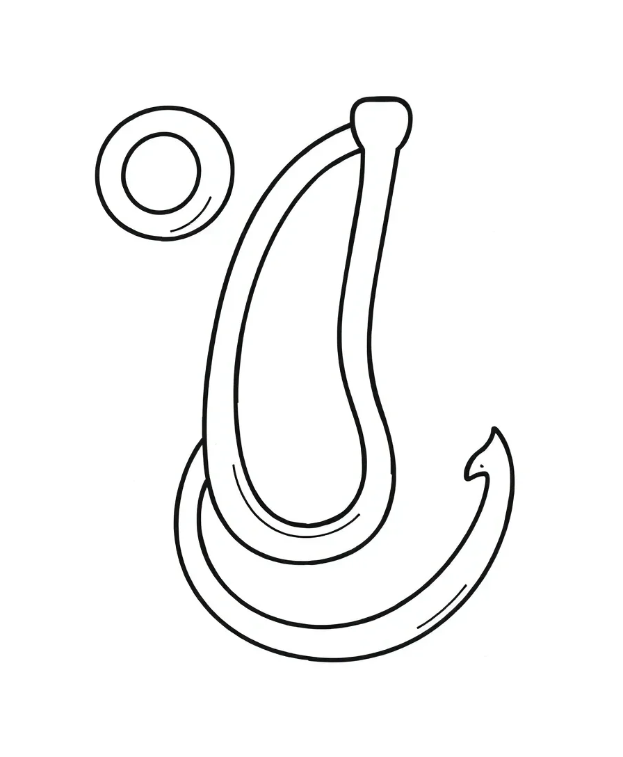 Graceful letter J with bold outlines and elegant curves
