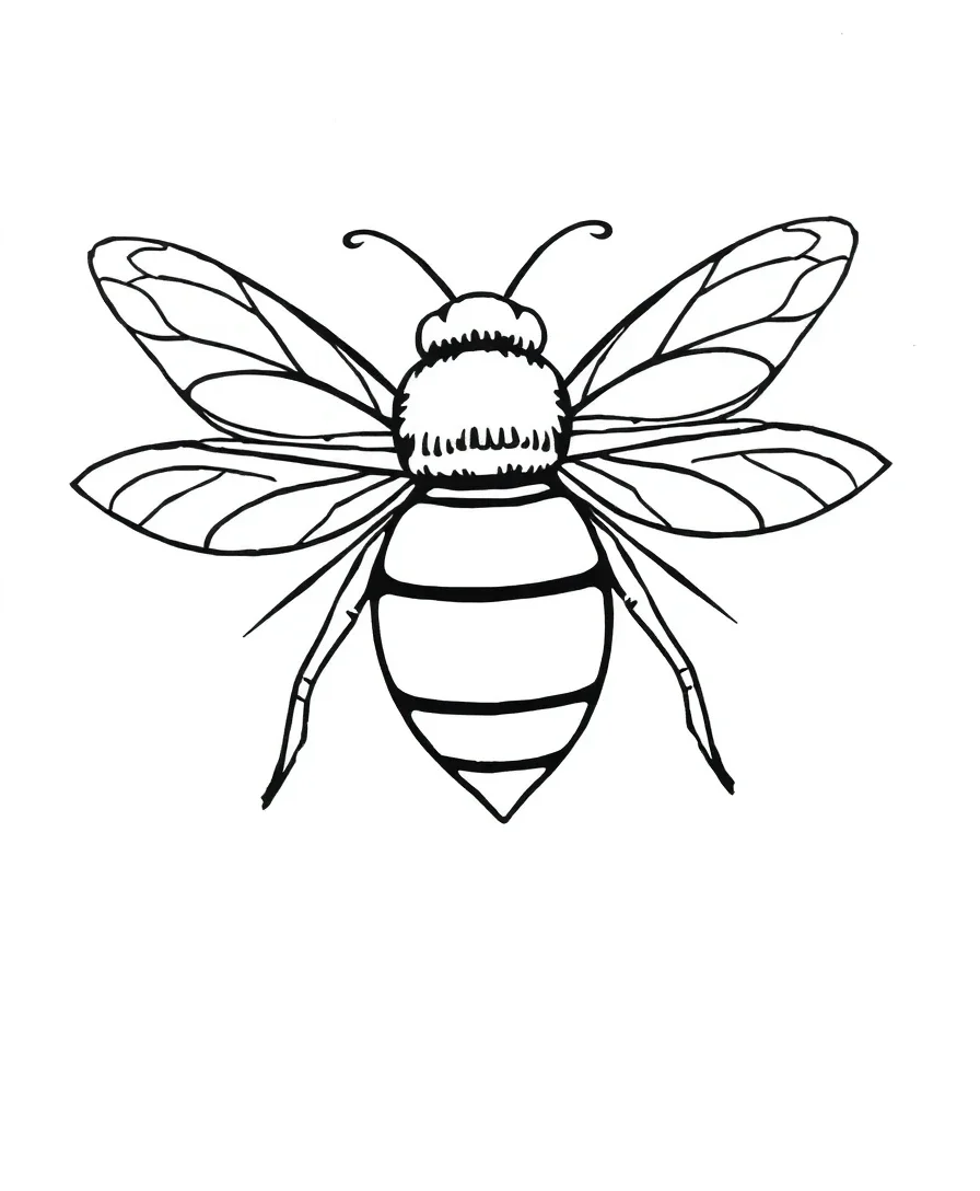 Abstract bee line art with fluid lines