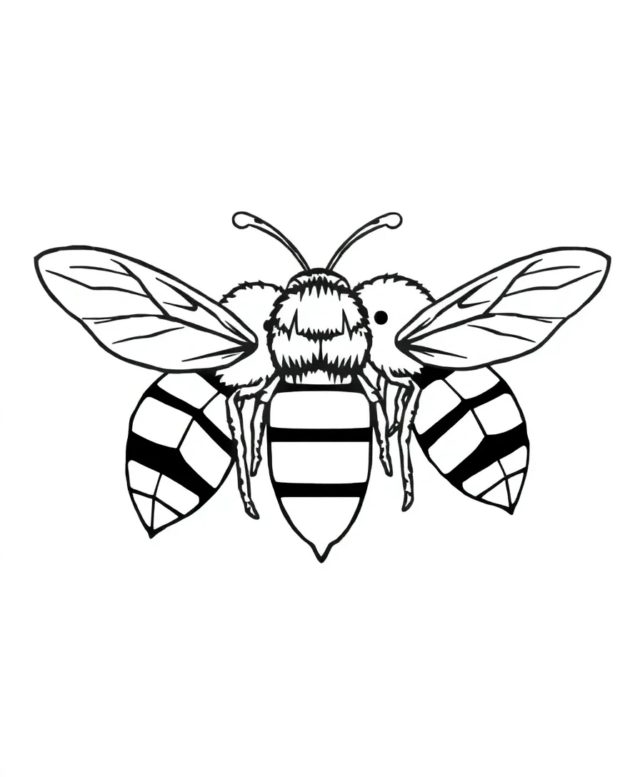 Geometric bee line art with precise shapes and clean lines