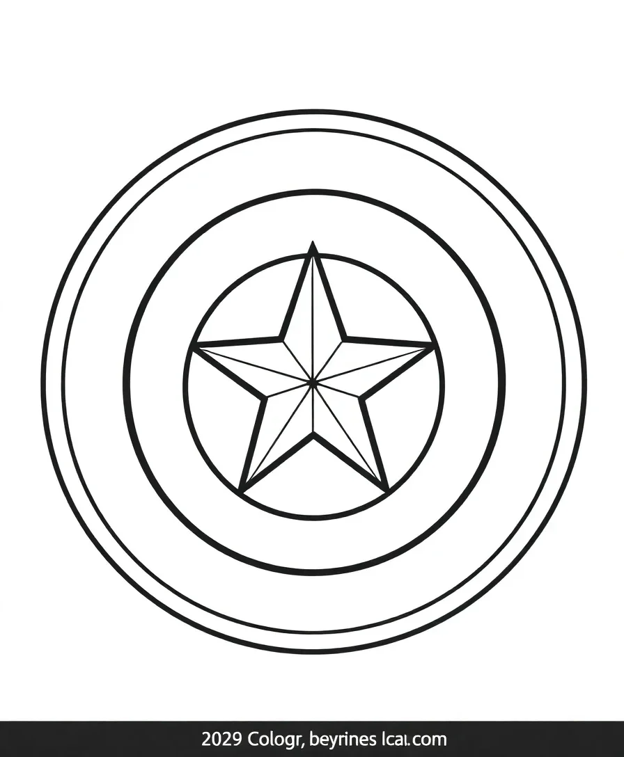 Line art of Captain America's shield with a central star