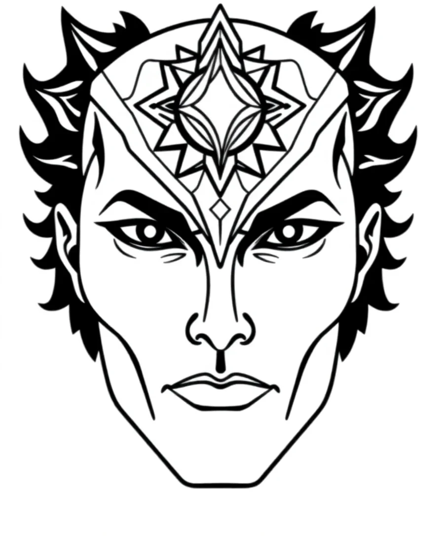 Line art of The Vision's forehead gem