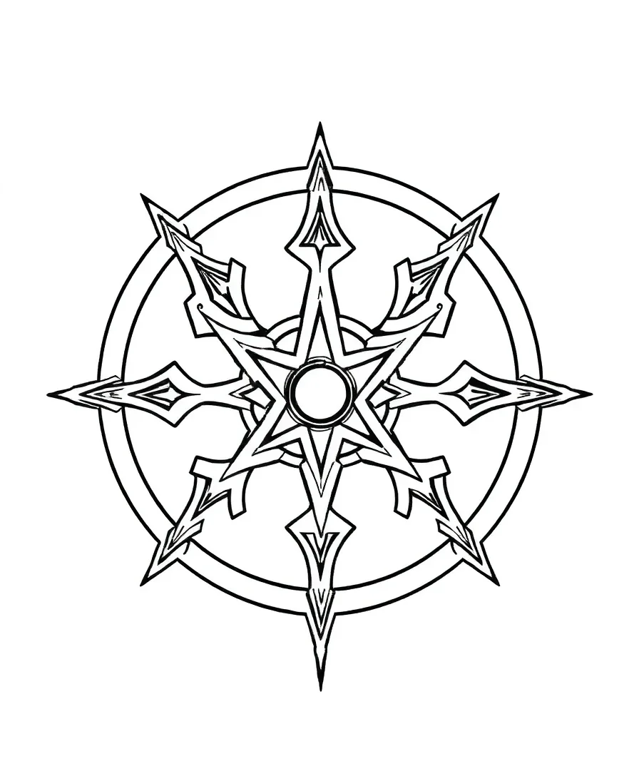 Line art of Scarlet Witch's intricate hex symbols