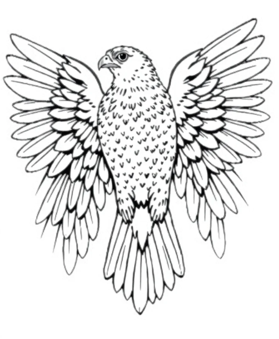 Line art of Falcon's expansive wings